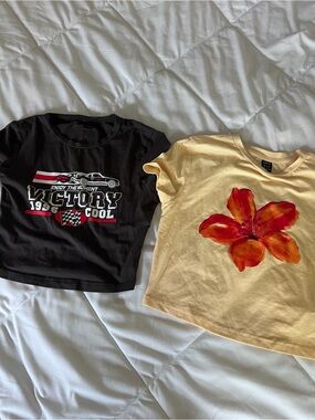 Yellow Floral and grey Graphic Tee combo